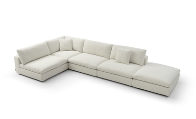 Tommy Franks Living Blanco 5 Piece Modular Sofa - Chex Polar Bouclé House of Isabella UK