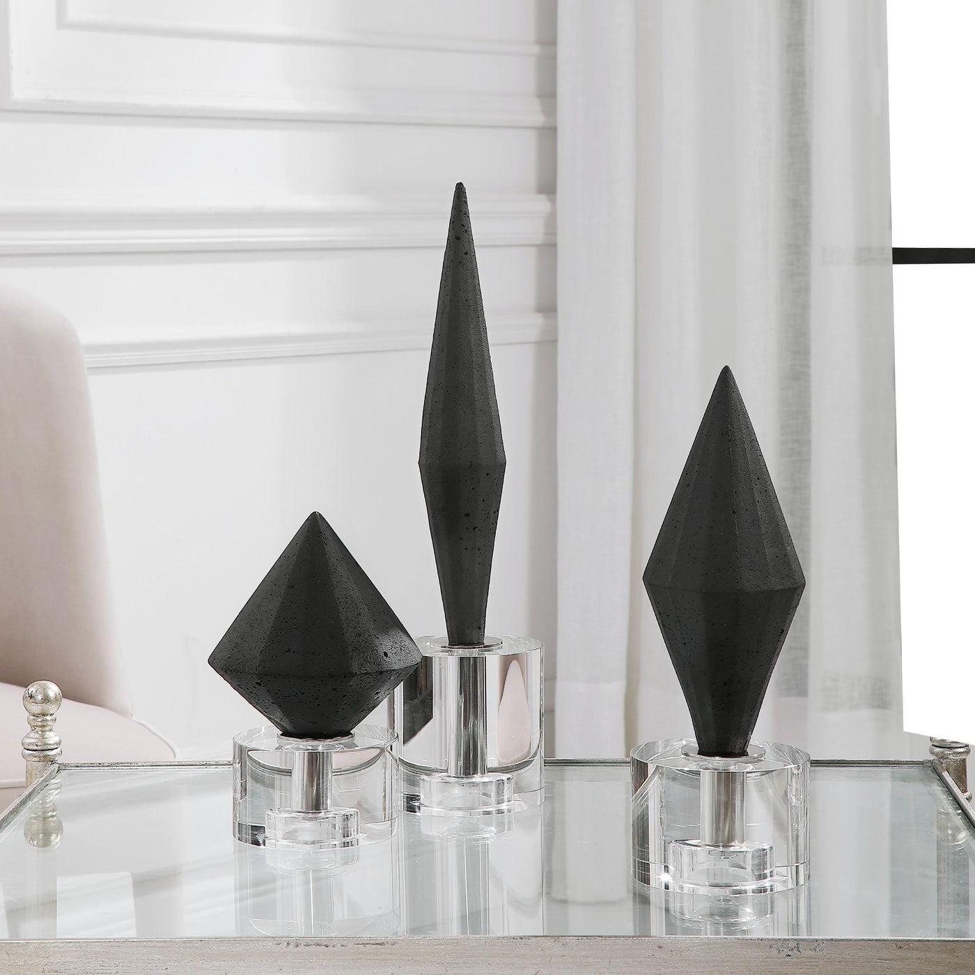 Uttermost Accessories Alize Black Sculptures,, S/3 House of Isabella UK