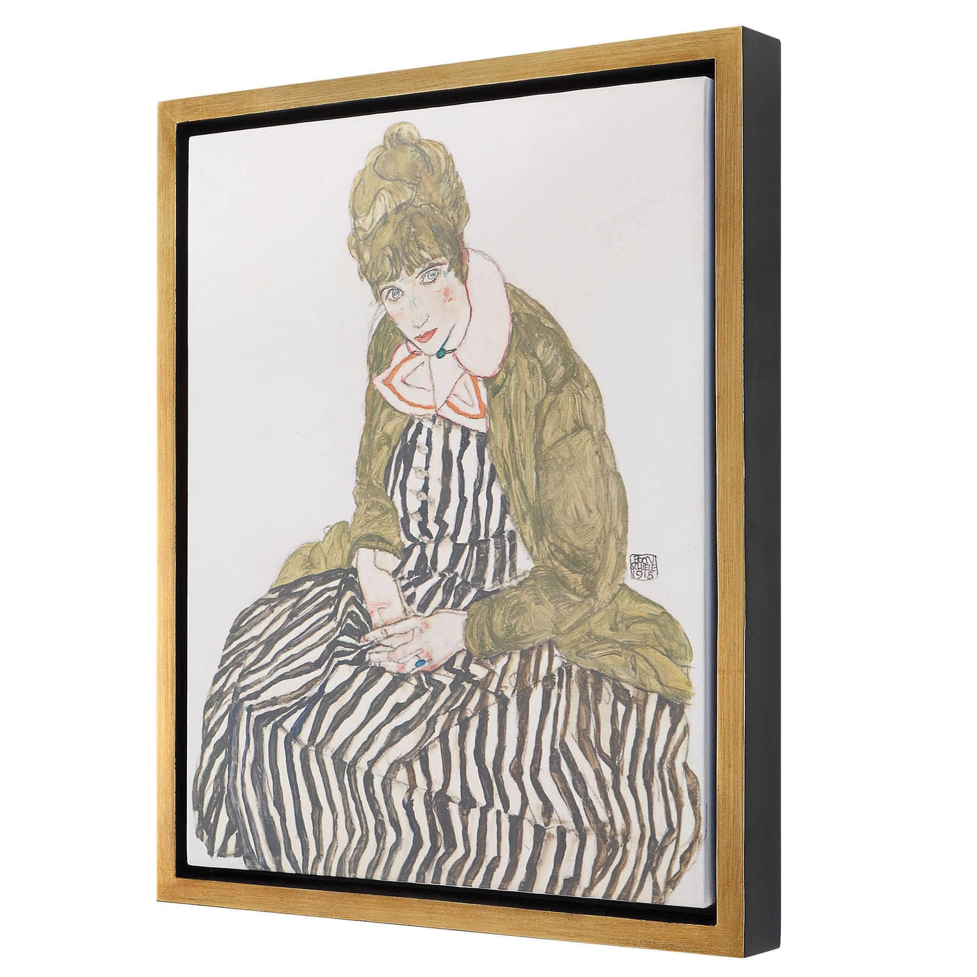 Uttermost Accessories Black Label Edith with Striped Dress, Sitting, 1915 Framed Canvas House of Isabella UK