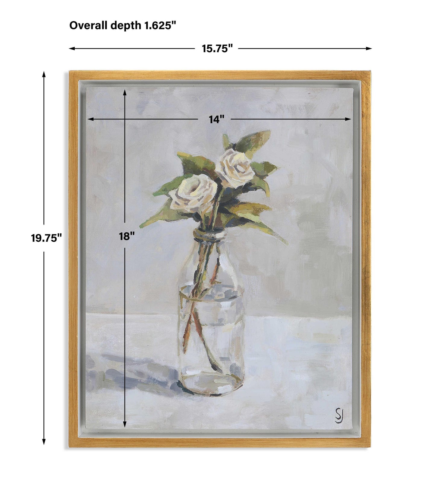 Uttermost Accessories Black Label White Garden Rose Framed Canvas House of Isabella UK