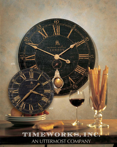 Uttermost Accessories Bond Street 18" Black Wall Clock House of Isabella UK