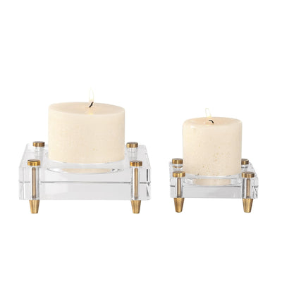 Uttermost Accessories Claire Crystal Block Candleholders, S/2 House of Isabella UK