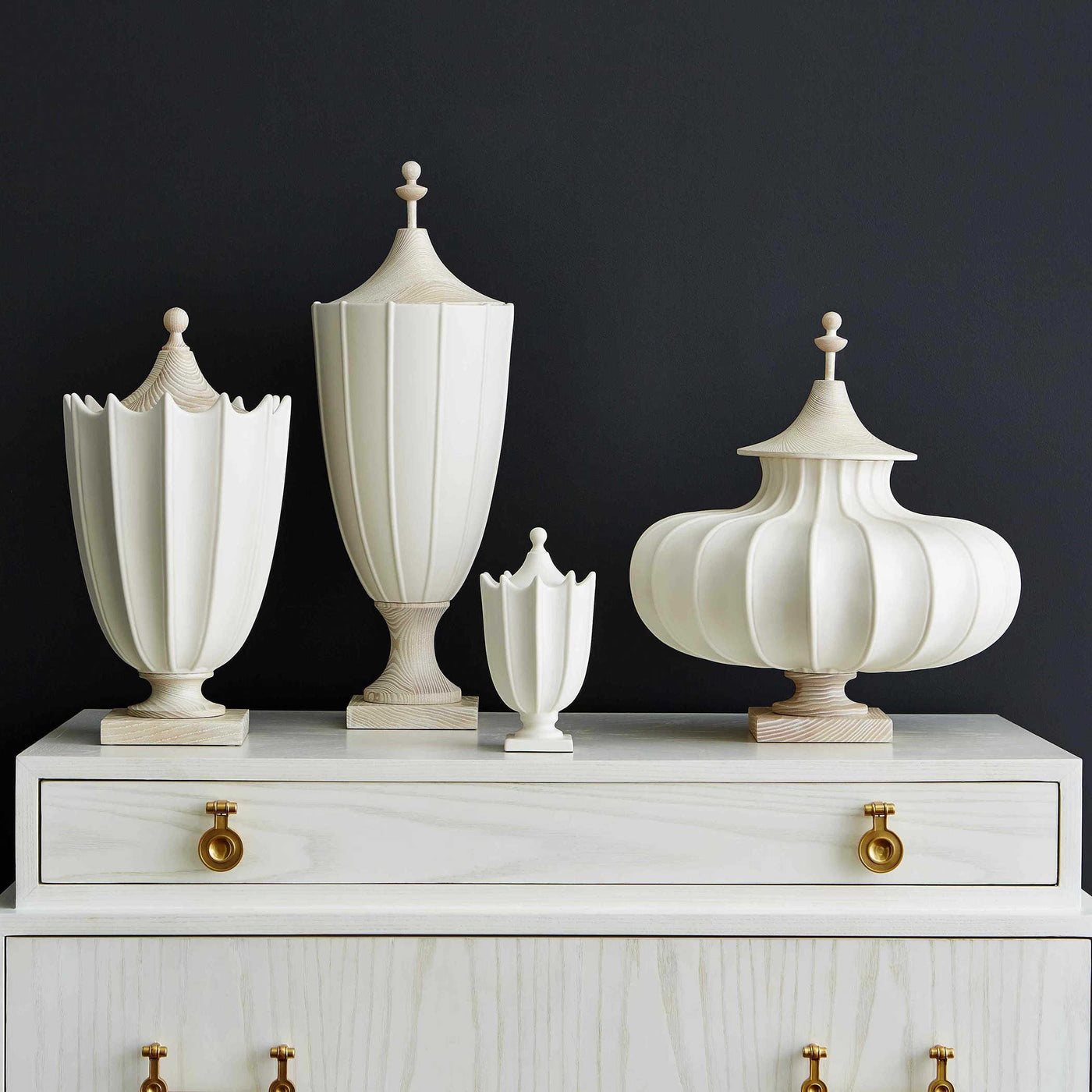 Uttermost Accessories Crenulated Urn - Matte White Low House of Isabella UK