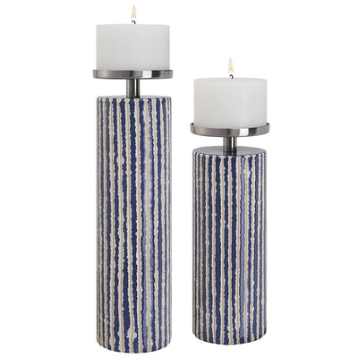 Uttermost Accessories Havana Blue Candleholders, S/2 House of Isabella UK