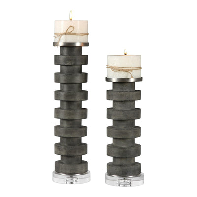 Uttermost Accessories Karun Concrete Candleholders S/2 House of Isabella UK