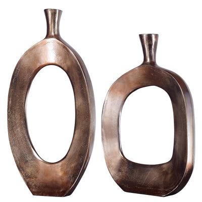 Uttermost Accessories Kyler Textured Bronze Vases Set/2 House of Isabella UK