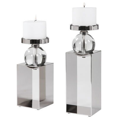 Uttermost Accessories Lucian Nickel Candleholders, Set/2 House of Isabella UK