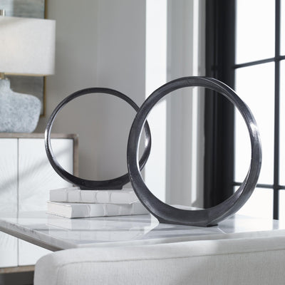 Uttermost Accessories Orbits Black Ring Sculptures, S/2 House of Isabella UK