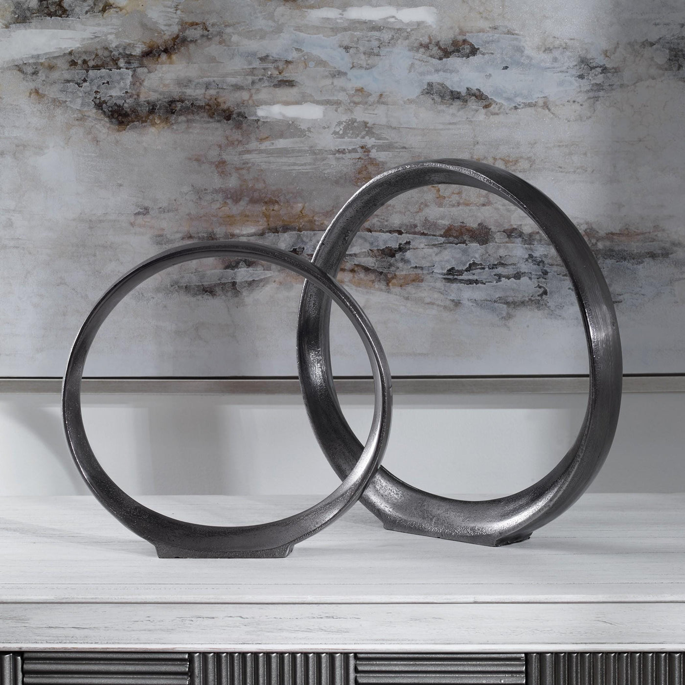 Uttermost Accessories Orbits Black Ring Sculptures, S/2 House of Isabella UK