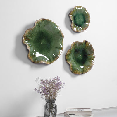 Uttermost Accessories Uttermost Abella Green Ceramic Wall Decor, S/3 House of Isabella UK