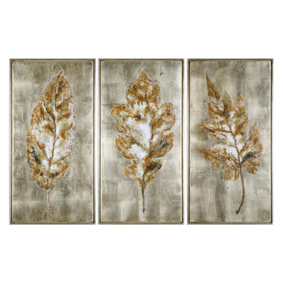 Uttermost Accessories Uttermost Champagne Leaves Modern Art S/3 House of Isabella UK