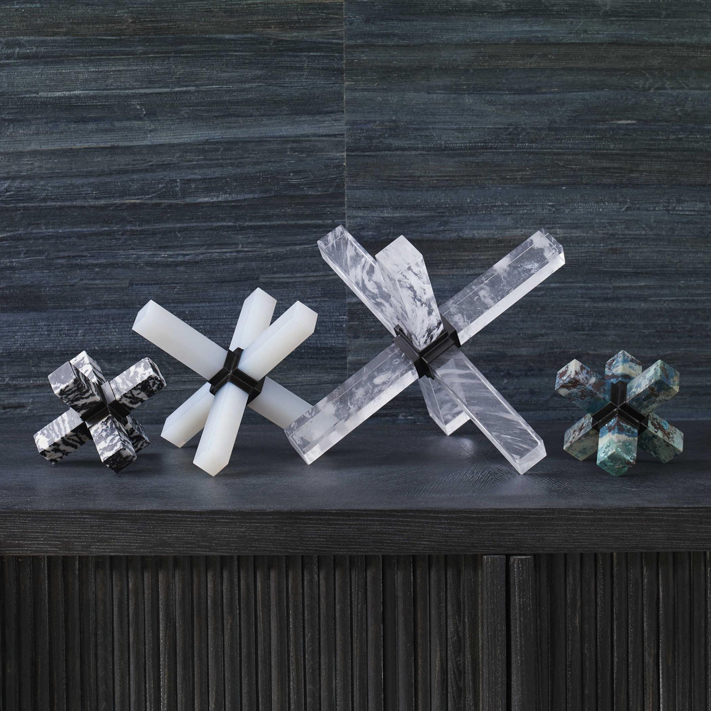 Uttermost Accessories Uttermost Double Cross Sculpture - Faux Quartz Crystal House of Isabella UK