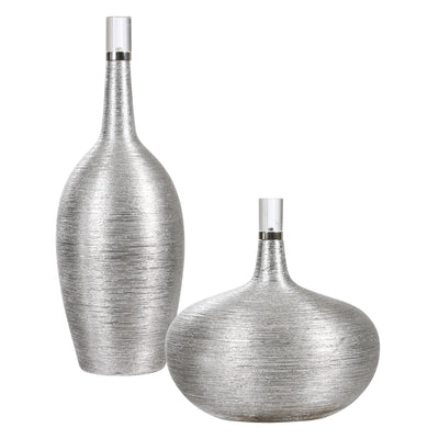 Uttermost Accessories Uttermost Gatsby Silver Ribbed Bottles, S/2 House of Isabella UK
