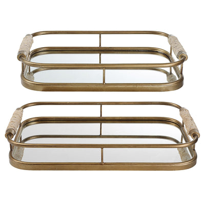 Uttermost Accessories Uttermost Rosea Brushed Gold Trays, S/2 House of Isabella UK