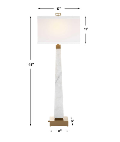 Uttermost Lighting Spire Buffet Lamp - White Marble/brass House of Isabella UK