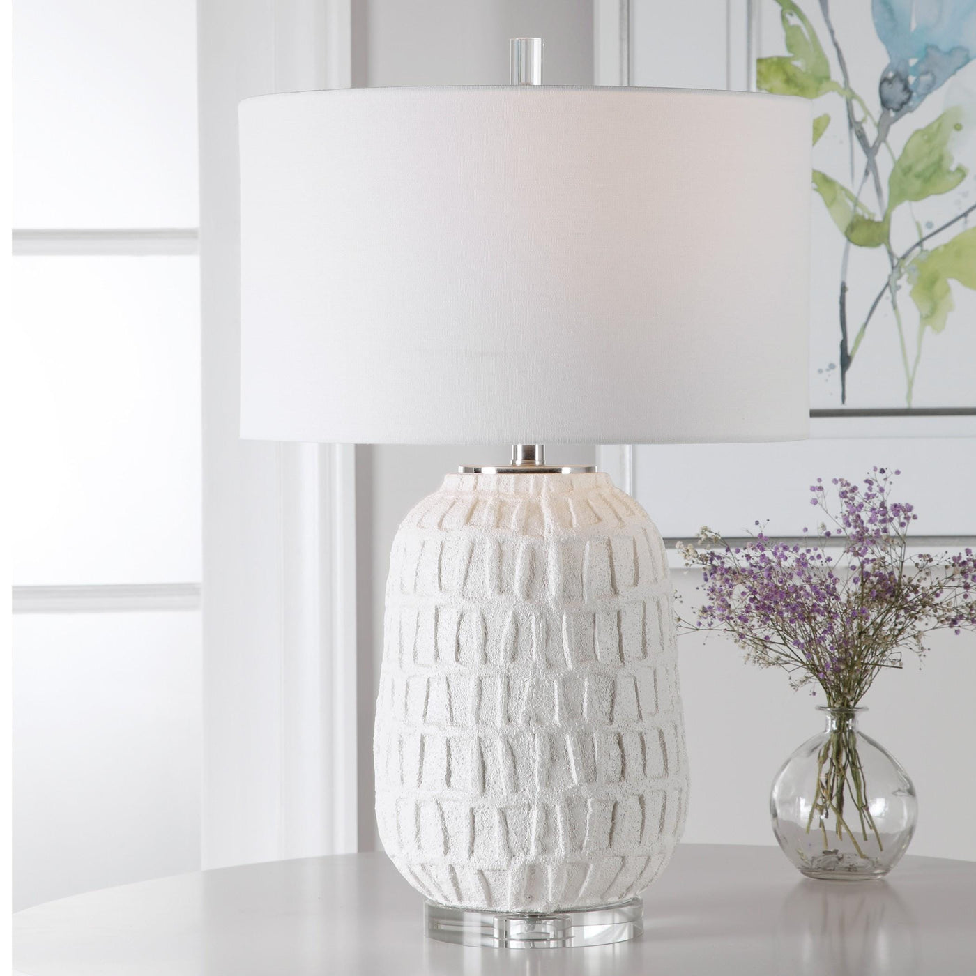 Uttermost Lighting Uttermost Caelina Textured White Table Lamp House of Isabella UK