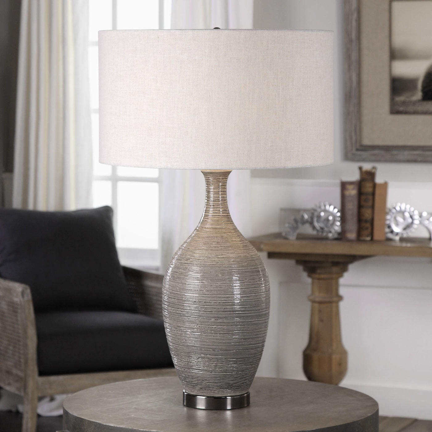 Uttermost Lighting Uttermost Dinah Gray Textured Table Lamp House of Isabella UK