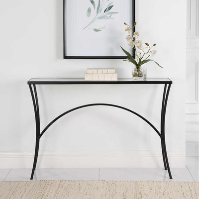 Uttermost Living Alayna Black Metal & Glass Console Table House of Isabella UK