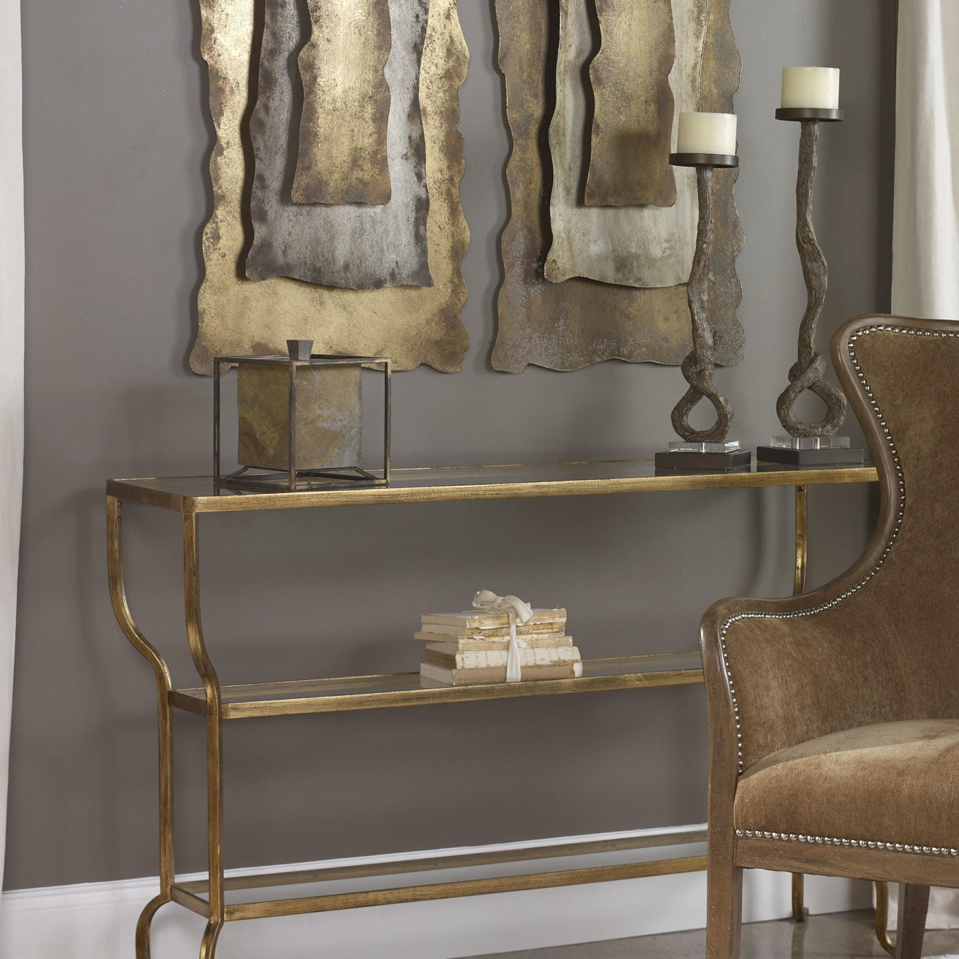 Uttermost Living Deline Gold Console Table House of Isabella UK