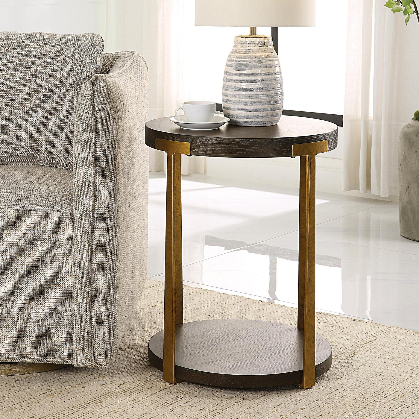Uttermost Living Palisade Round Wood Side Table House of Isabella UK