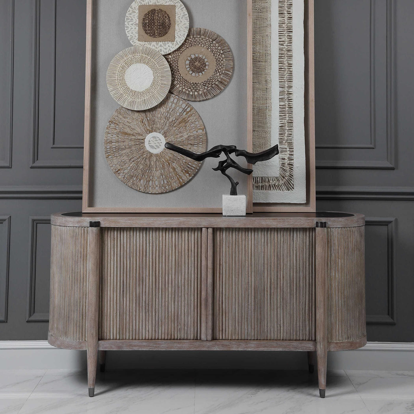 Uttermost Living Tambour Cabinet - Natural Wash House of Isabella UK