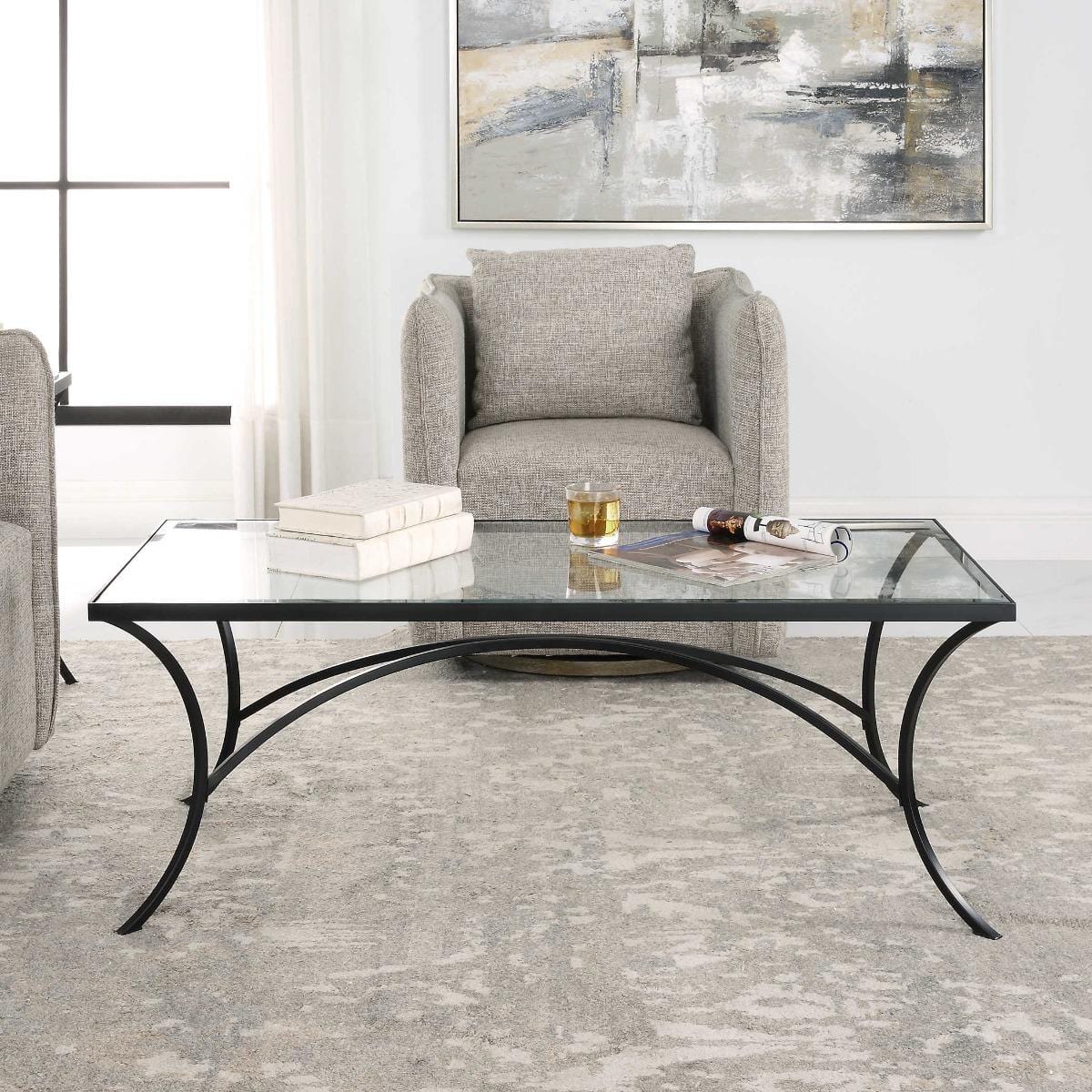 Uttermost Living Uttermost Alayna Black Metal & Glass Coffee Table House of Isabella UK
