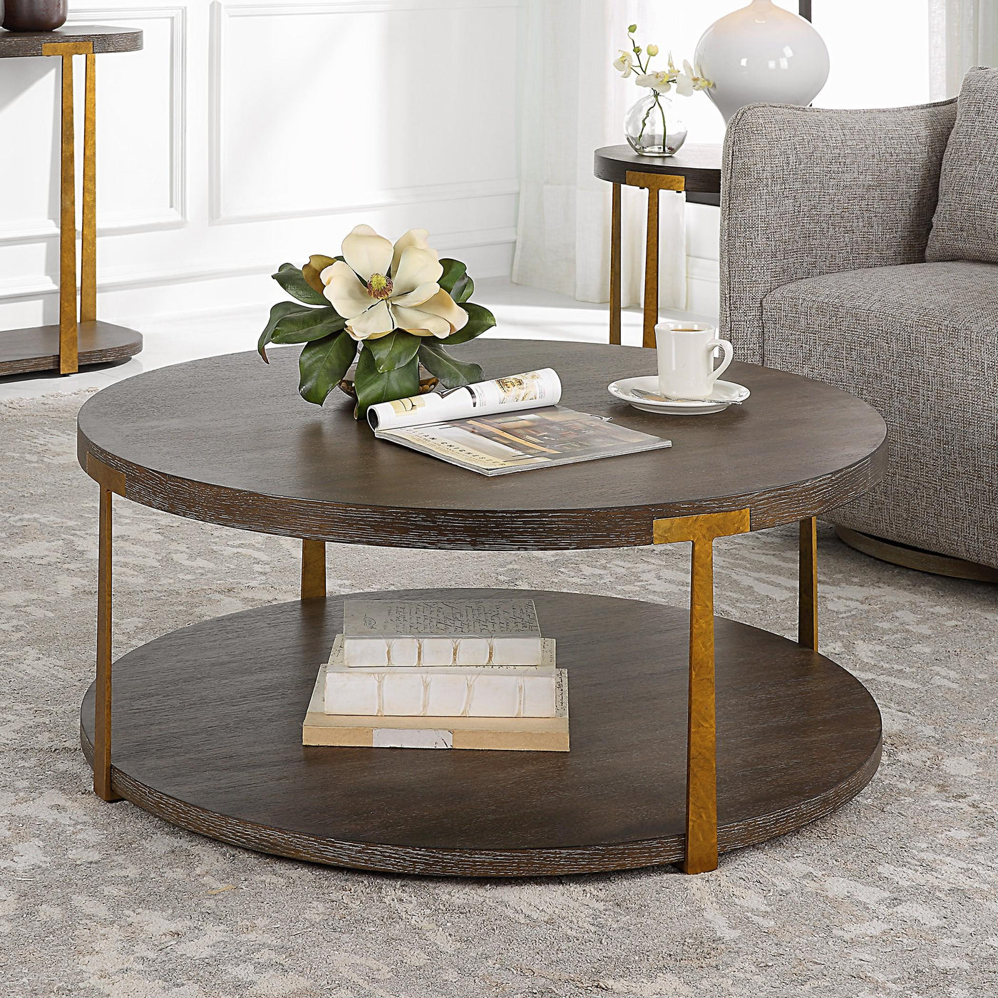 Uttermost Living Uttermost Palisade Round Wood Coffee Table House of Isabella UK