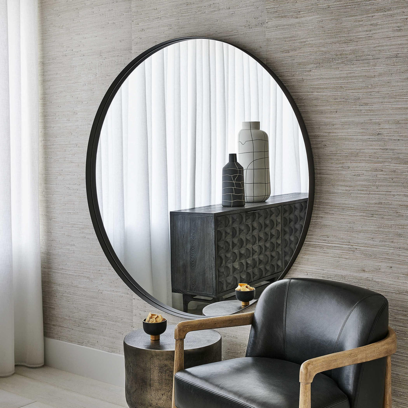 Uttermost Mirrors Black Label Padria Round Mirror - 60 Black House of Isabella UK