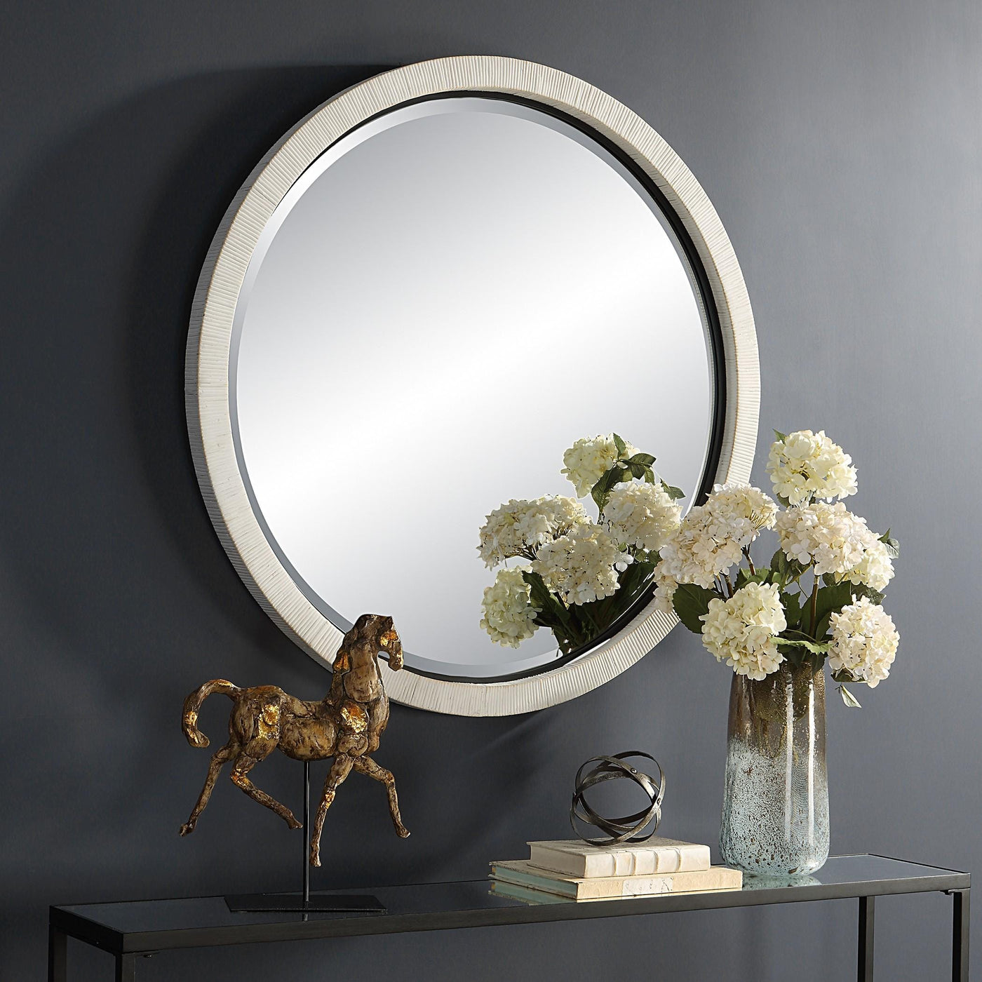 Uttermost Mirrors Granada Whitewash Round Mirror House of Isabella UK