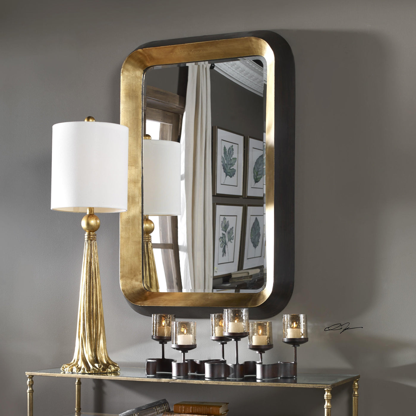 Uttermost Mirrors Niva Metallic Gold Wall Mirror House of Isabella UK