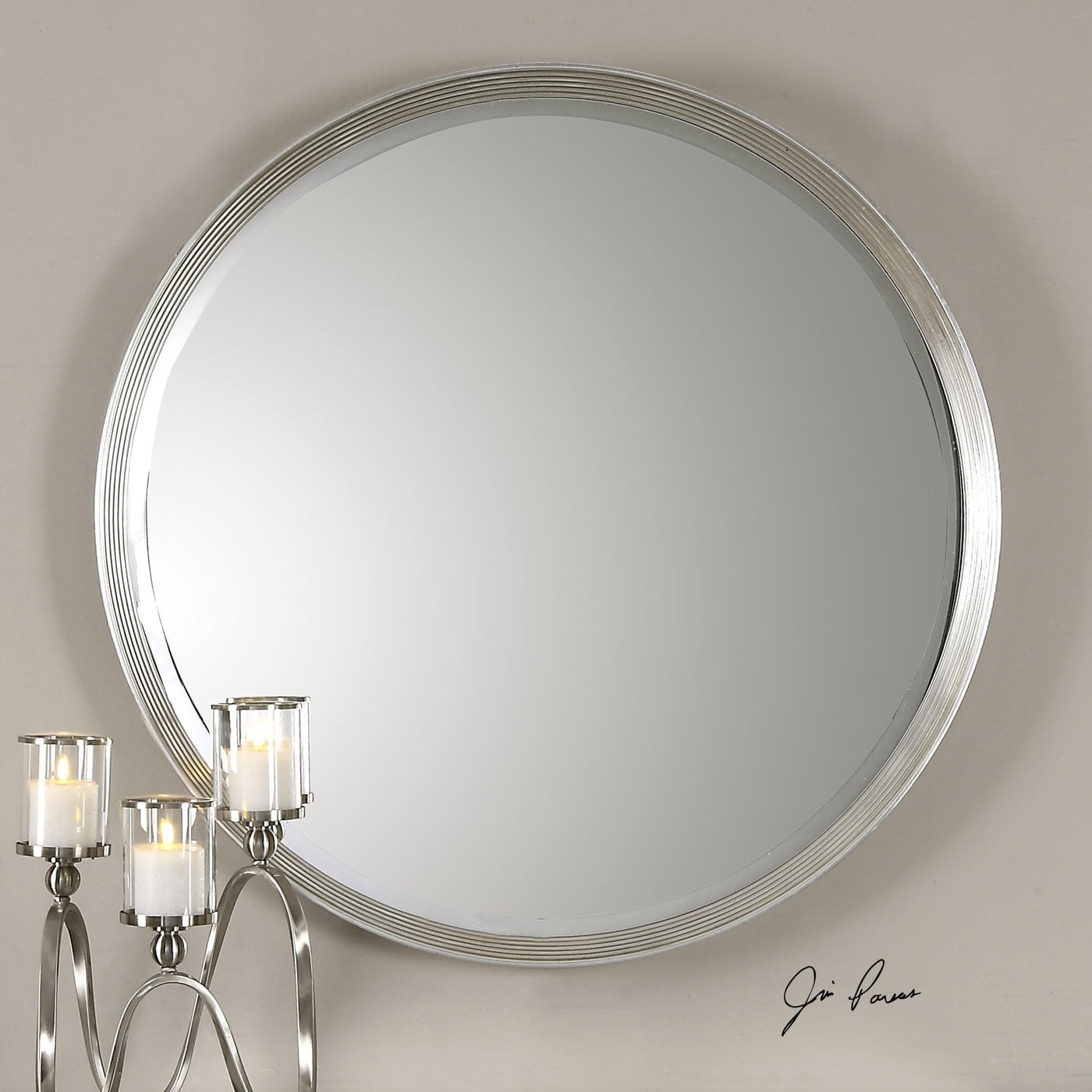 Uttermost Mirrors Serenza Round Silver Mirror House of Isabella UK