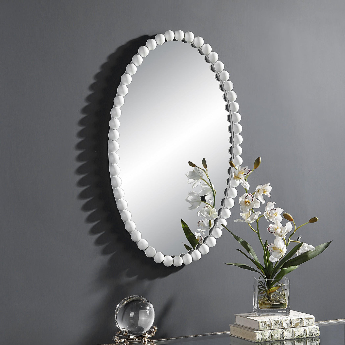 Uttermost Mirrors Serna White Oval Mirror House of Isabella UK