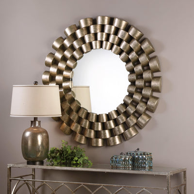Uttermost Mirrors Taurion Silver Leaf Round Mirror House of Isabella UK