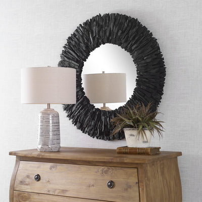 Uttermost Mirrors Teak Branch Black Round Mirror House of Isabella UK