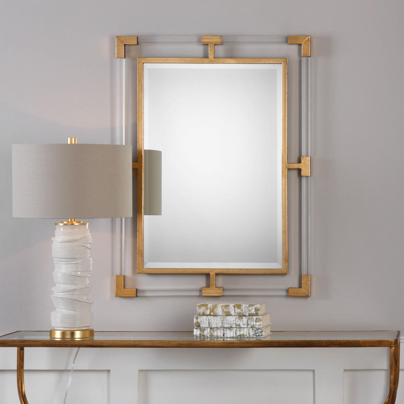 Uttermost Mirrors Uttermost Balkan Modern Gold Wall Mirror House of Isabella UK