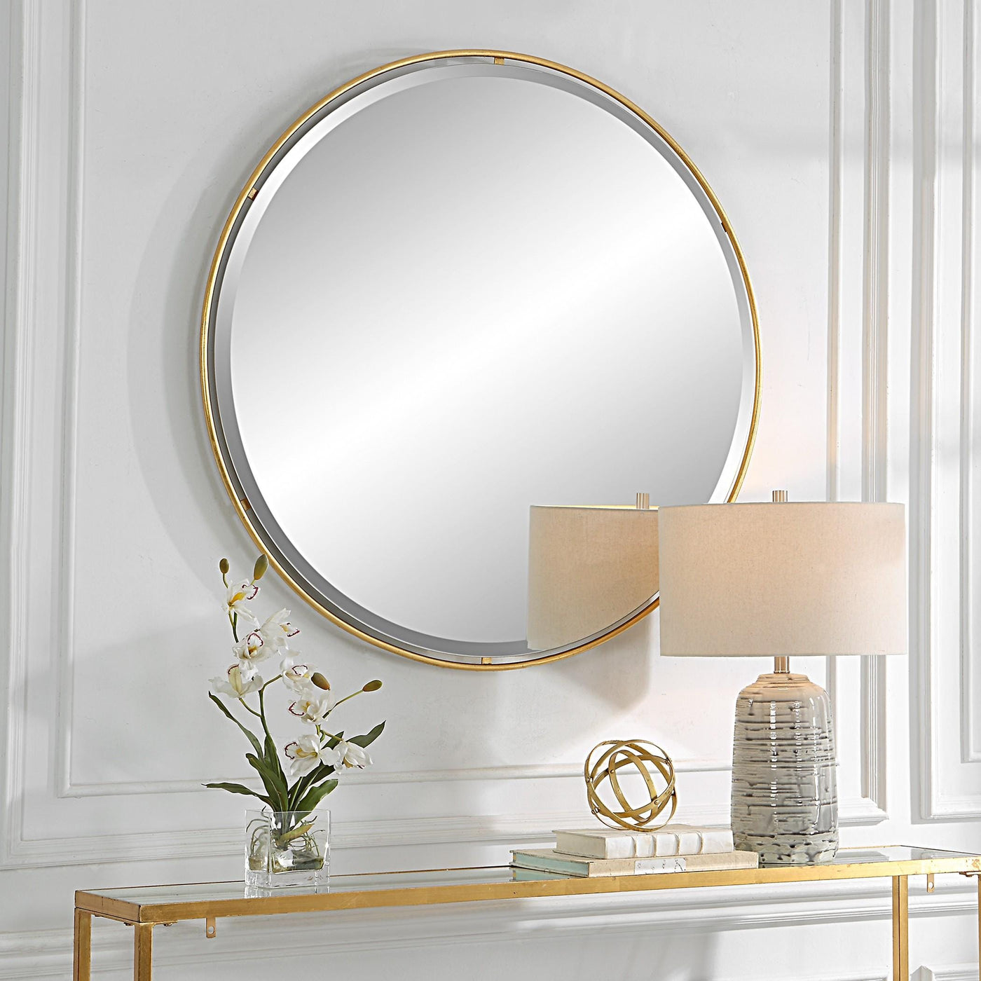Uttermost Mirrors Uttermost Canillo Gold Round Mirror House of Isabella UK