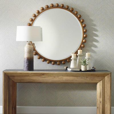 Uttermost Mirrors Uttermost Cyra Wood Beaded Round Mirror House of Isabella UK