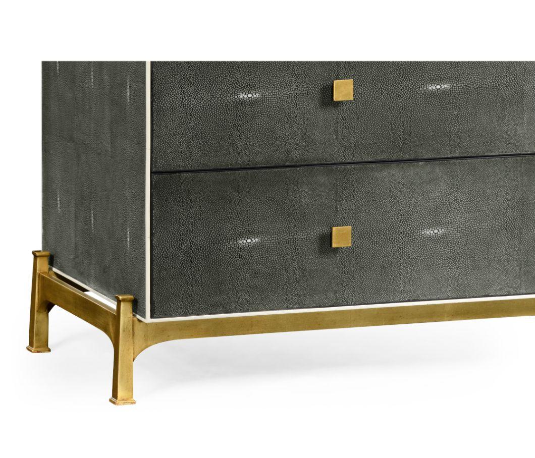 Jonathan Charles Large Chest of Drawers 1930s in Anthracite Shagreen - Gilded