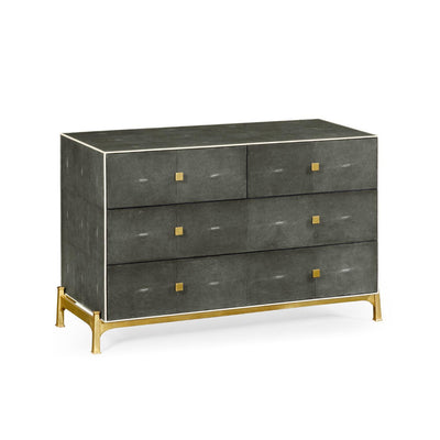 Jonathan Charles Large Chest of Drawers 1930s in Anthracite Shagreen - Gilded