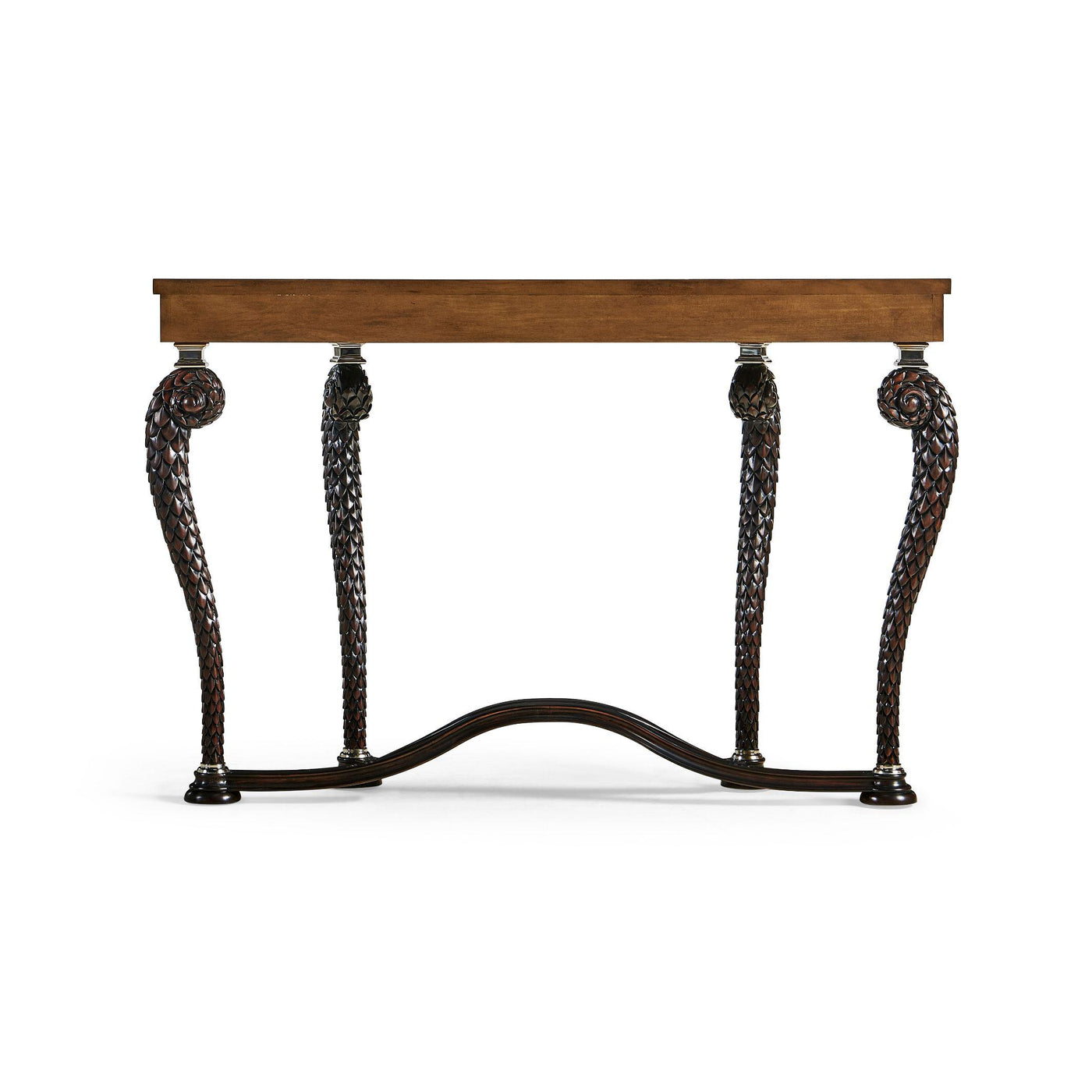 Jonathan Charles Feather Inlay Hand Carved Console Table