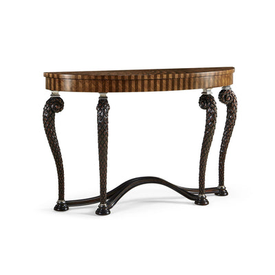 Jonathan Charles Feather Inlay Hand Carved Console Table