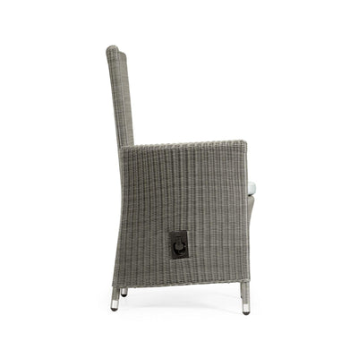 Jonathan Charles Grey Wicker Rattan Dining Chair with Reclining Back