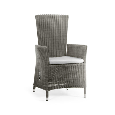 Jonathan Charles Grey Wicker Rattan Dining Chair with Reclining Back