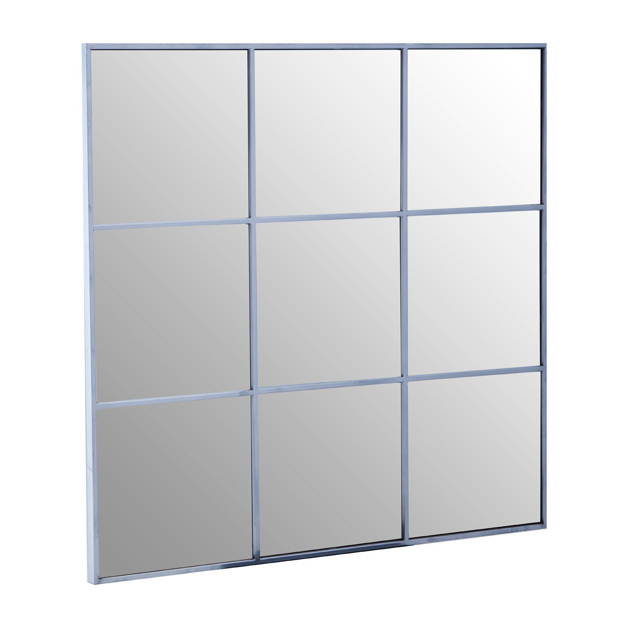Grid Wall Mirror With Silver Finish Frame