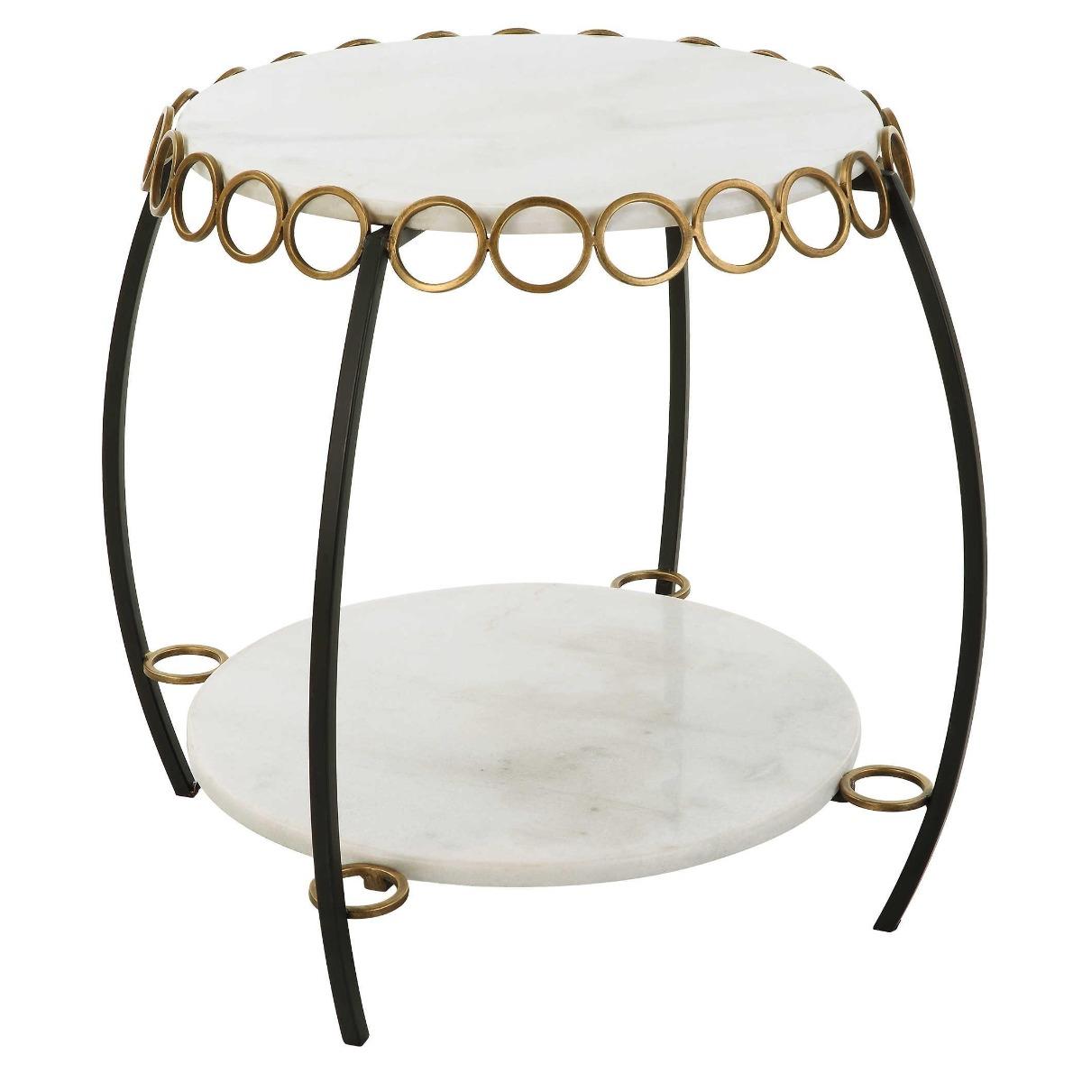 Uttermost Chainlink White Marble Side Table