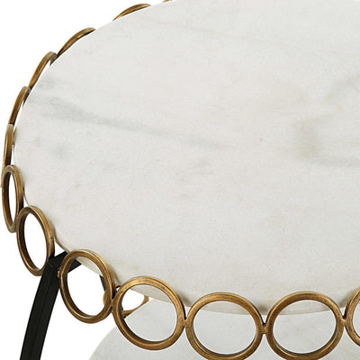 Uttermost Chainlink White Marble Side Table