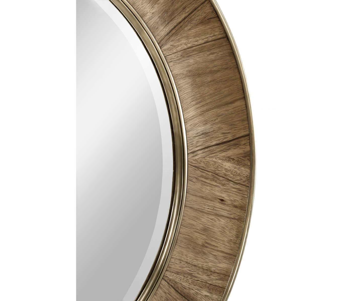 Jonathan Charles Golden Amber & Brass Round Wall Mirror - Small