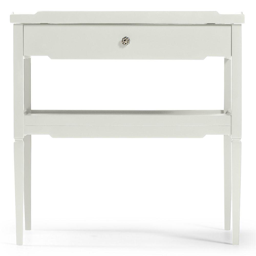 Jonathan Charles Lacquered White Side Table with Drawer