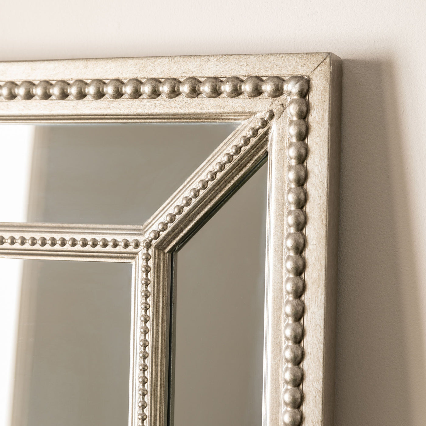 Crawley Pewter Finish Wide Panelled Mirror - 62'' x 31''