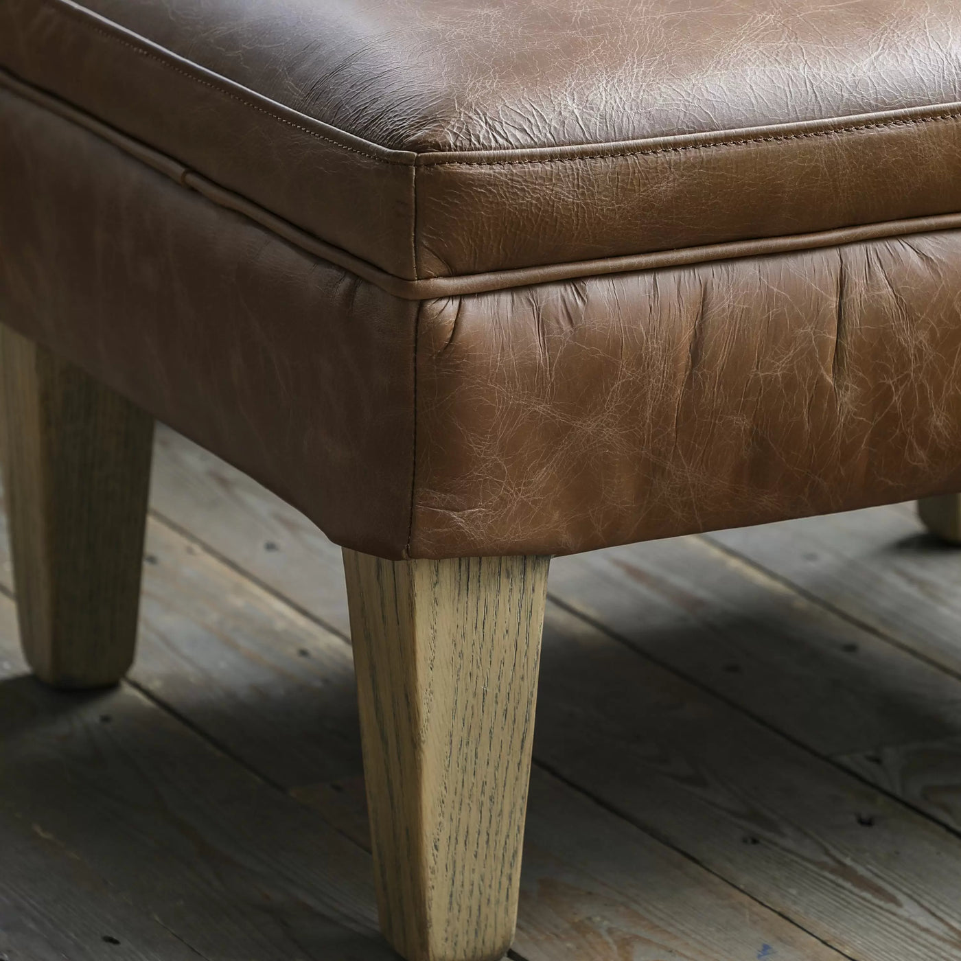 Dufftown Stool Vintage Brown Leather W550 x D450 x H360mm